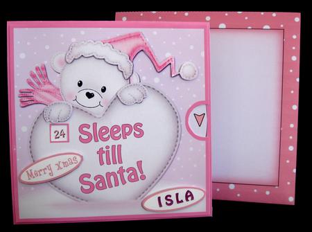 3D Xmas Teddy Sleeps Till Santa Countdown Moveable Card by Suzi Cooper