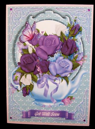 Blue Teapot with Roses in Decoupage by Suzi Cooper