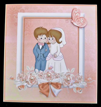 Bride and Groom Wedding Card with Butterflies Decoupage by Suzi Cooper