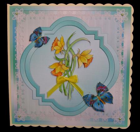 8x8 Watercolour Daffodils with Butterflies Decoupage by Suzi Cooper