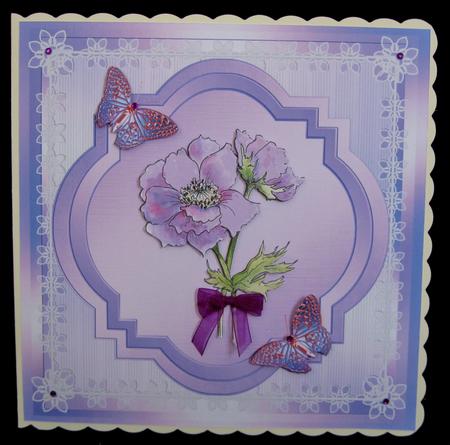 8x8 Watercolour Anemone with Butterflies Decoupage by Suzi Cooper