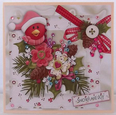 Christmas Arrangement with Little Robin Peeking by Suzi Cooper