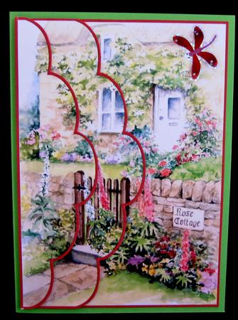 Rose Cottage Scalloped Layered Card Front by Suzi Cooper