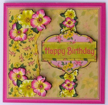 Rambling Roses Card Front & Step by Step Decoupage -birthday by Suzi Cooper