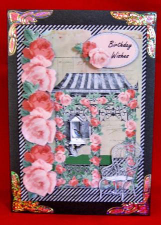 Peach Rose Trellis Card Topper by Suzi Cooper