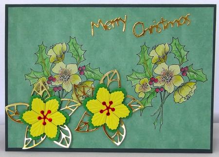 Christmas Roses Green Backing Paper by Suzi Cooper