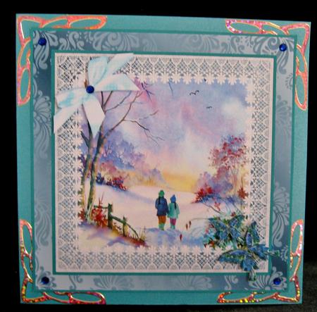 8x8 an Evening Walk with Butterflies and Bows Decoupage by Suzi Cooper