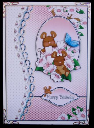 Sleeping Mouse Decoupage Card Front/topper by Suzi Cooper