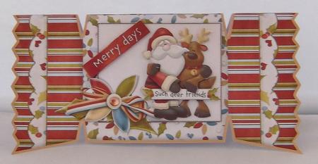 Merry Days Dear Friends Christmas Cracker Shaped Card by Suzi Cooper