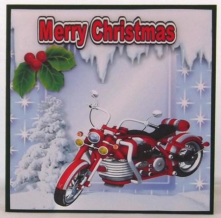 Red Motorbike with Holly in Snow Scene by Suzi Cooper
