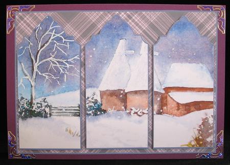 Oast Houses in Winter Triptych by Suzi Cooper