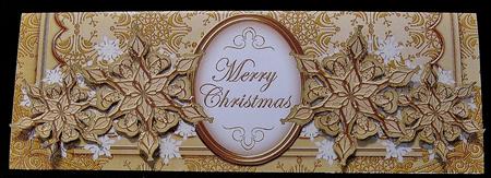 Cream Gold Flake Merry Christmas Large Dl Decoupage Card Kit by Suzi Cooper