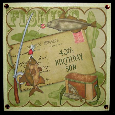 Fishing Olive 40th Birthday Son 8in Extreme Decoupage Cf Kit by Suzi Cooper