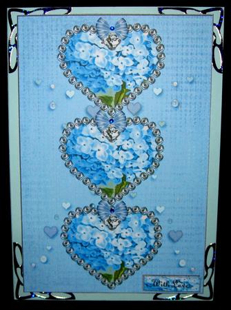 Birthday Hearts in Vintage Bleu & Insert by Suzi Cooper