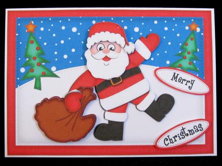 A5 Xmas Santa's Sack Quick Card N 3D Decoupage by Suzi Cooper