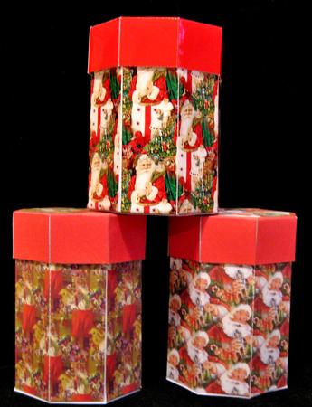 Set of 3 Octagonal Boxes - Vintage Santa by Suzi Cooper
