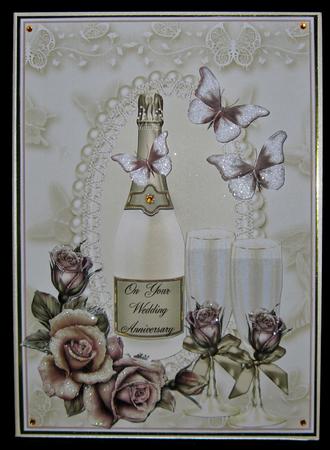 Champagne and Butterfly's Wedding/anniversary Card Front by Suzi Cooper