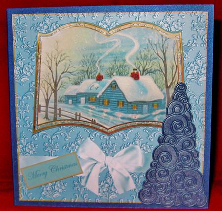 Vintage Christmas Winter Scene Farmhouse by Suzi Cooper
