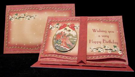 Oriental Ladies Red Happy Birthday 3D Easel Book Kit by Suzi Cooper