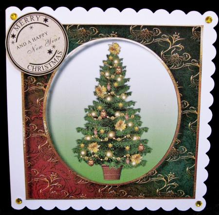 Golden Christmas Tree Square Topper by Suzi Cooper