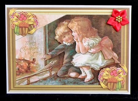 By the Fireside at Christmas Decoupage Card Front by Suzi Cooper