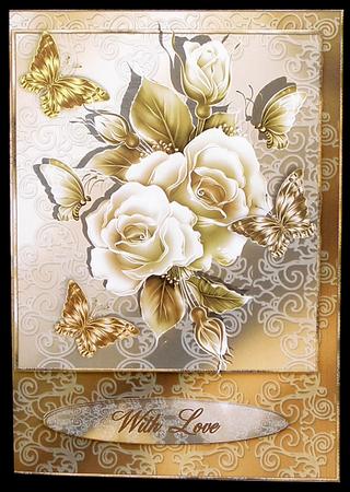 Golden Roses and Butterfly Quick Card by Suzi Cooper