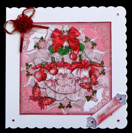 Pink Fuscia on Satin Pyramid Card Topper by Suzi Cooper