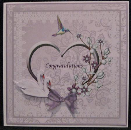 Congratulations Card with Swans and Bows by Suzi Cooper
