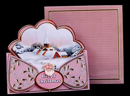 Pink Village Church Happy Christmas Scallop Trio Kit by Suzi Cooper