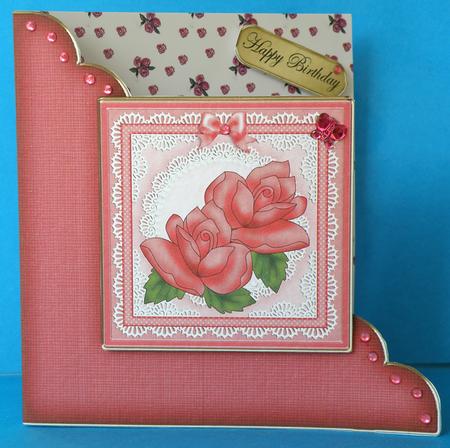 Just Roses Cut and Fold Corner Card by Suzi Cooper