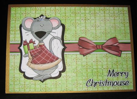 Merry Christmouse Pyramage Card - Red and Pistachio Green by Suzi Cooper