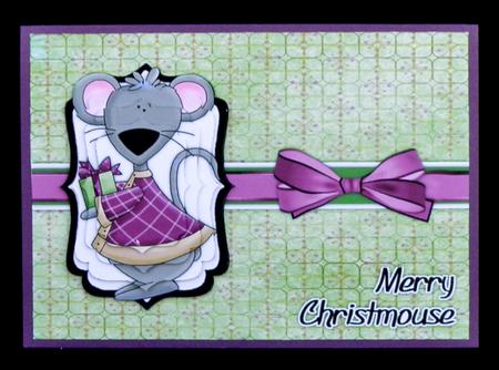 Merry Christmouse Pyramage Card - Purple & Green by Suzi Cooper