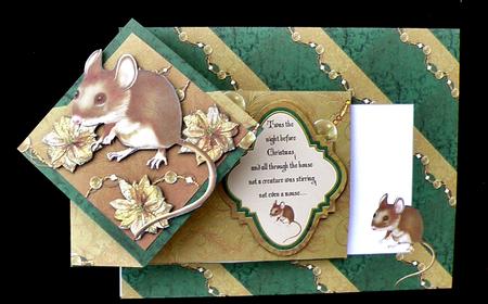 Large Twist Turn Card - Christmas Mouse by Suzi Cooper