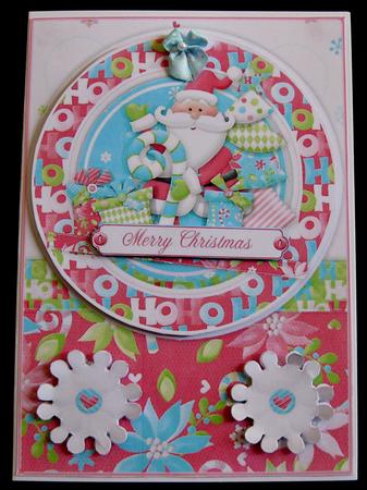 Santa's Merry Christmas Card Front with Topper by Suzi Cooper
