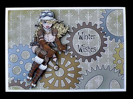 Helga Frost - A5 Winter Wishes Decoupage Card - Brown by Suzi Cooper