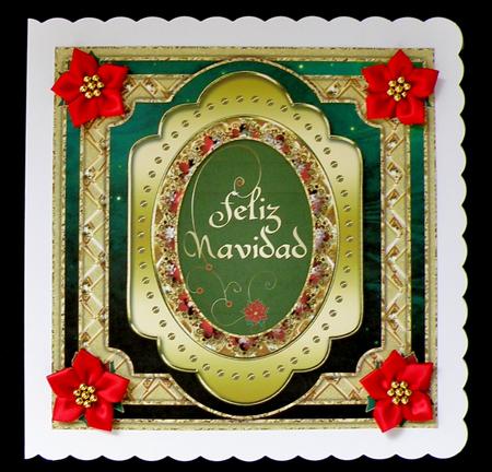Feliz Navidad Topper with 4 Poinsettias by Suzi Cooper