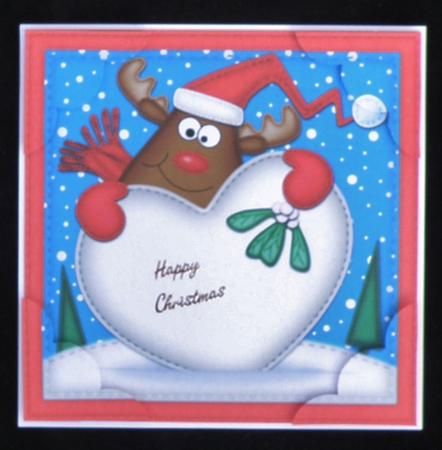 8 x 8 Rudolph Xmas Love Scalloped Corner Topper by Suzi Cooper