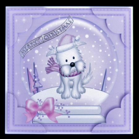 8 x 8 Xmas Jess Westie Dog Snowglobe Scalloped Corner by Suzi Cooper