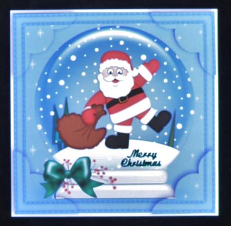 8 x 8 Xmas Santa's Sack Snowglobe Scalloped Corner by Suzi Cooper