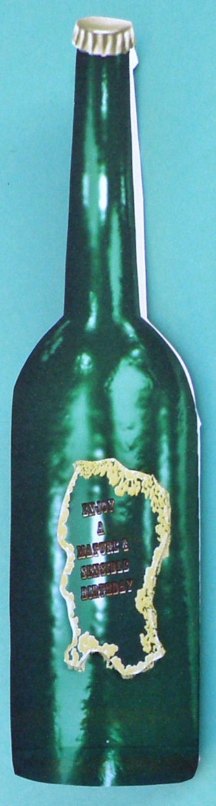 Mature & Well Preserved Beer Bottle Shaped Card by Suzi Cooper