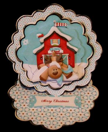 Reindeer Flight School 2 1n 1 Scalloped Easel Card Kit by Suzi Cooper