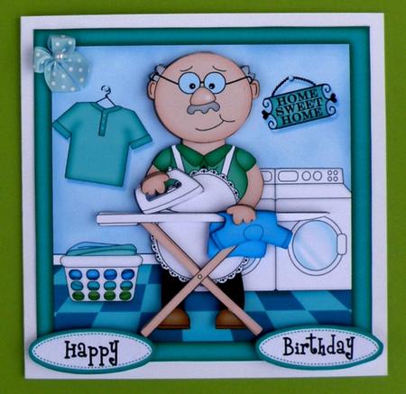 Bert Does the Ironing Quick Card N 3D Decoupage by Suzi Cooper