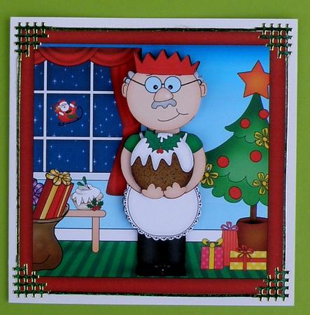 Bert's Christmas Pud Quick Card N 3D Decoupage by Suzi Cooper