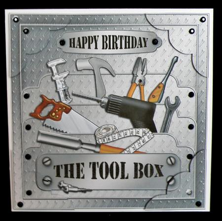 8 x 8 the Tool Box Birthday Scalloped Corner Topper by Suzi Cooper