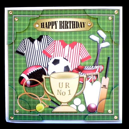 8 x 8 Sports Birthday Scalloped Corner Topper by Suzi Cooper