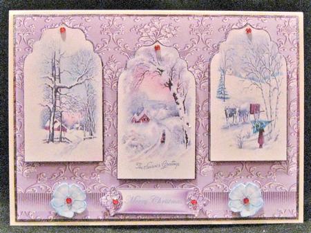 Winter Vintage Christmas Scene Panel Card Front by Suzi Cooper