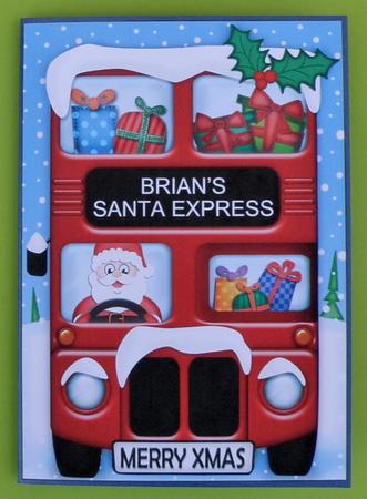 Xmas Santa Express Brian A5 Quick Card N 3D Decoupage by Suzi Cooper