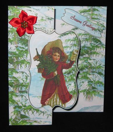 No Holes Fold Christmas Girl Card by Suzi Cooper