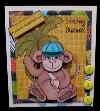 Monkey Business Card Front by Suzi Cooper