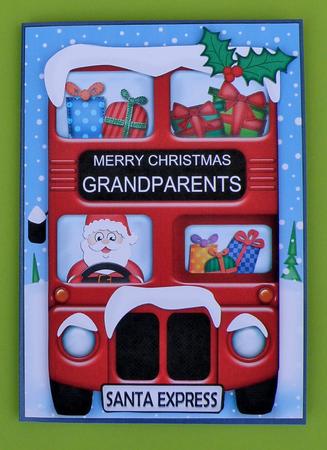 Xmas Santa Express Grandparents A5 Quick Card 3D Decoupage by Suzi Cooper
